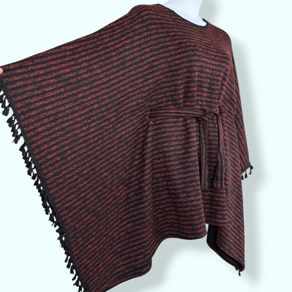 V. A.B. Collection Striped Poncho - Picture 1 of 7